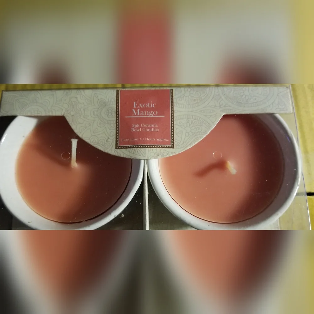 2pk Ceramic Bowl: Exotic Mango Candles